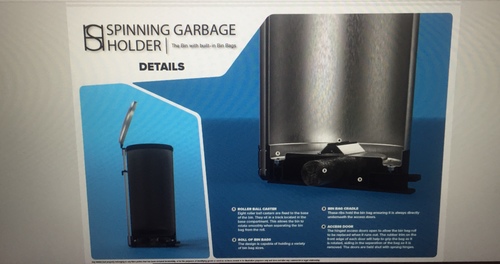 Durable Spinning Garbage Holder - Steel, 400x300 Mm, Black | Durable, High Performance, Easy Use, Long Life