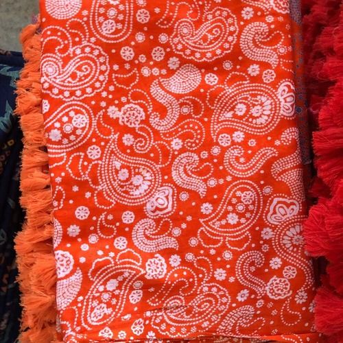 Orange Viscose Rayon Printed Stole