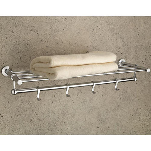 Wall Mounted Towel Rack - Brass Material, Chrome Surface Finishing | Luxurious Look, Shiny Finish, Longer Service Life