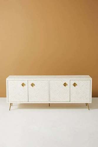 White Bone Inlay Media Console