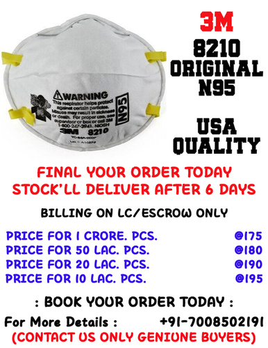 3M 8210 N95 Face Mask Gender: Unisex
