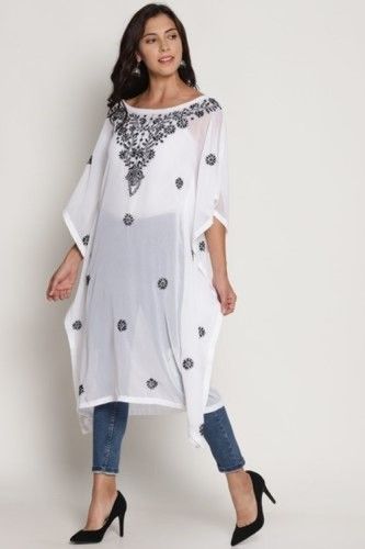 White Casual Wear Georgette Kaftan