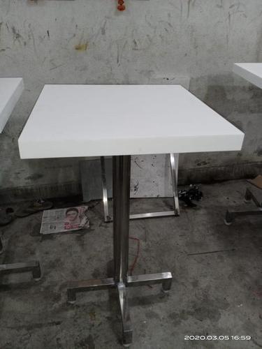 White & Silver Finely Finished Square Top Table