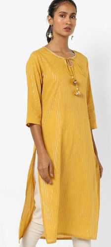 Indian Ladies Mustard Colour Straight Kurta