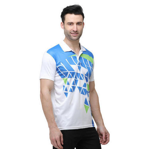 Multicolor Mens Half Sleeves Printed Cricket T Shirts