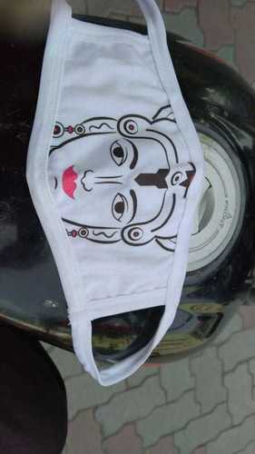 Printed White Fabric Mask
