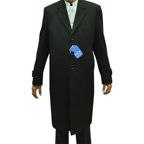 Woolen Mens Black Long Overcoat