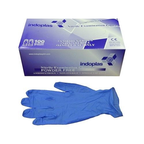 Indoplas Disposable Medical Blue Nitrile Hand Gloves