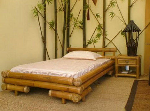 Natural Modern Brown Bamboo Bed