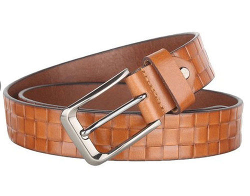 Steel Mens Tan Designer Leather Belt