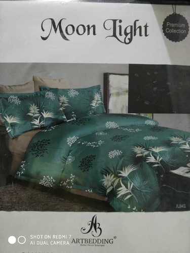 Bottle Green Moon Light Shadow Double Bedsheet With Pillow