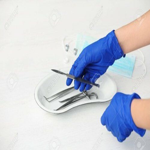 Blue 260 Mm Mid Forearm Sterile Gloves Size: 5 Inches