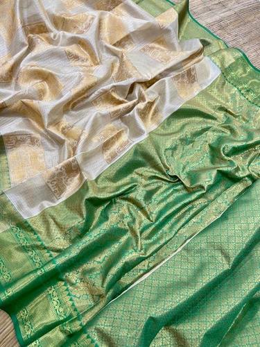 Exclusive Kora Muslin Weaving Sarees with Pretty Zari Weaves and Designer Blouse