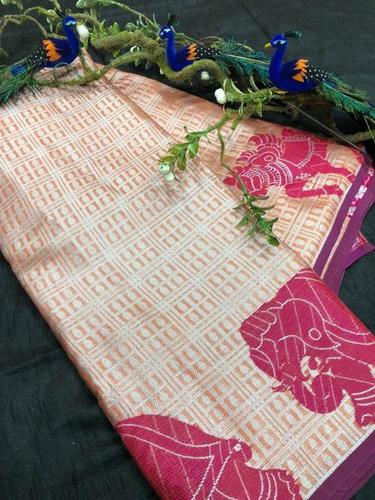 Ladies Kora Muslin Weaving Saree With Blouse