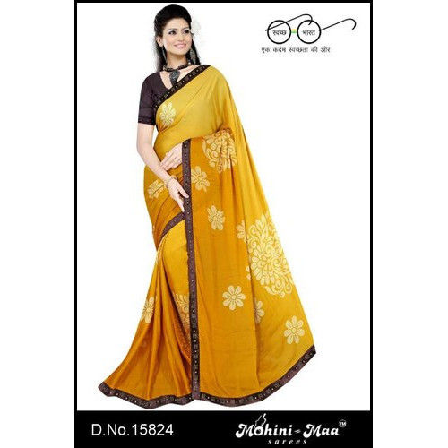 Summer Yellow Color Rangoli Party Wear Sarees