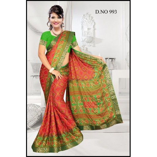 Red Perfect Finish Bandhani Saree