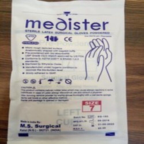 White Medister Latex Surgical Gloves Powder Free Grade: Medical