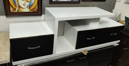 White And Black Fancy Showcase Wooden Drawer Table