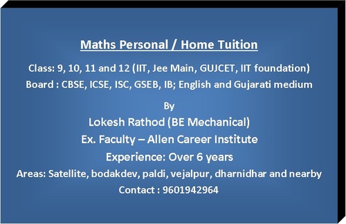 Maths Personal Home Tuition Class For 9, 10, 11 And 12 By Maths4IIT Home Tuition