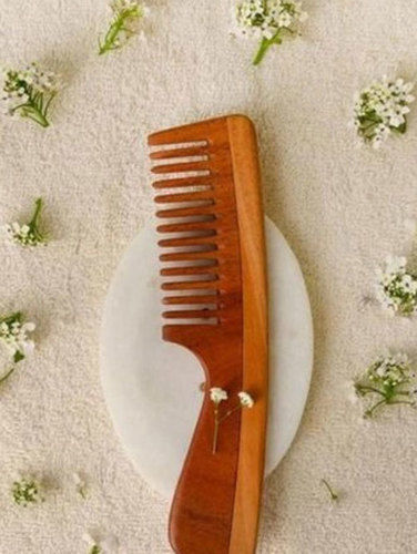 7.5 Inch Neem Wood Comb With Handle