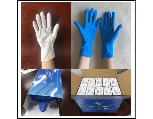 Blue & White Disposable Powder-Free Nitrile Examination Gloves