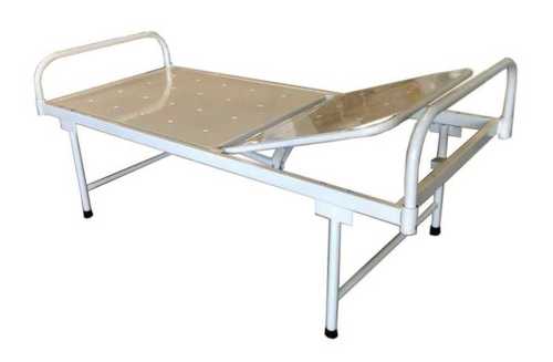 Semi Fowler Hospital Bed - Painted Metal, Rust Proof, Heavy Duty, Long Lasting, With Abs Panel And Railing, Manual Function, White Color, Portable, Foldable