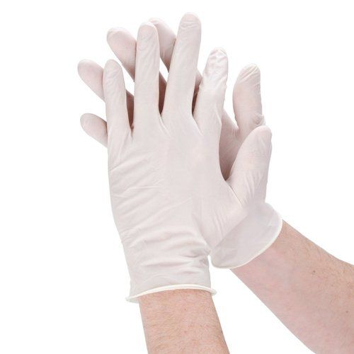 White Medium Size Latex Medical Examination Gloves