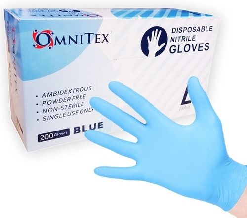 Plain Disposable Blue Powder Free Nitrile Glove