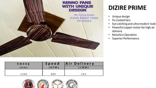 Dizire Prime 48 Inches Ceiling Fan Blade Material: Aluminium