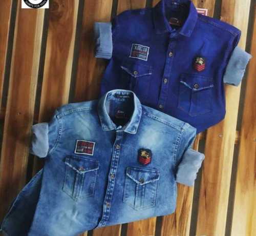 Full Sleeves Denim Party Shirt