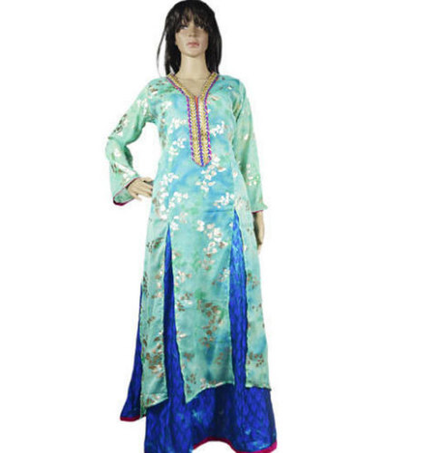 स्काई ब्लू लेडीज़ V नेक लॉन्ग कुर्ती