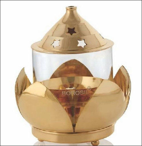 Borosil Glass Shub Diya (Brass)