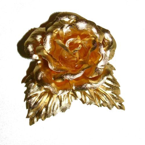 Durable Gold Leaf Rose Flower Brooch