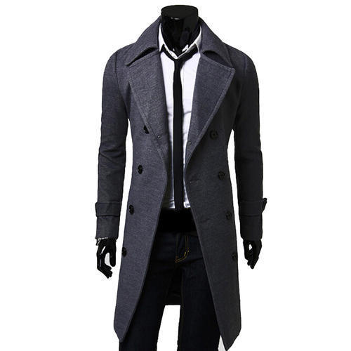 Grey Mens Full Sleeves Overcoats