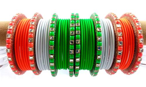 Fashion Tricolor Independence Day Special Bangles Set