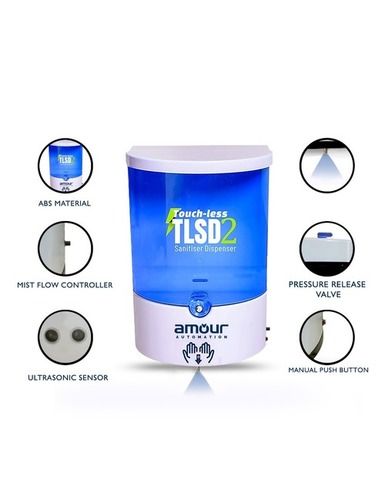 White And Blue Touch Less Sanitizer Dispenser