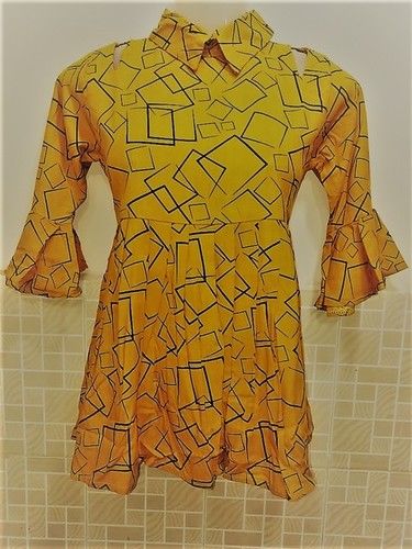 Printed Yellow Colored Western Tops