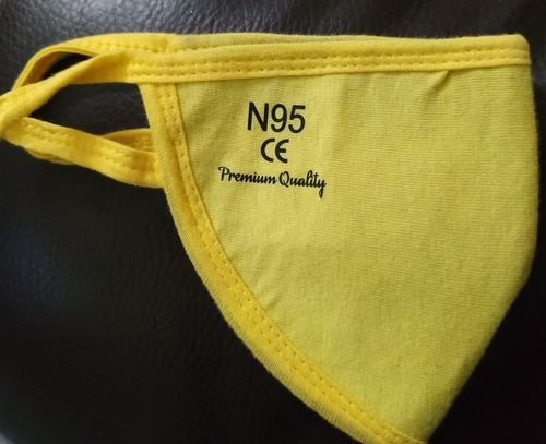 N95 Protective Face Mask - Cotton Material, Plain Design, Yellow Color | Reusable Earloop Style, Unisex Safety Use, Dust Protection Etc.