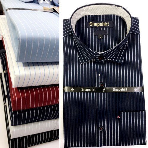 White Mens Formal Cotton Striped Shirt