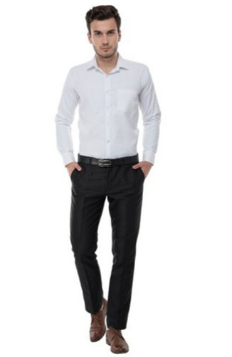 Washable Men White Solid Cotton Shirt
