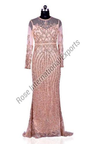 Pink Color Full Sleeves Ladies Gowns