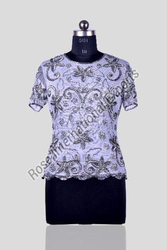 All Color Short Sleeves Ladies Embroidered Tops