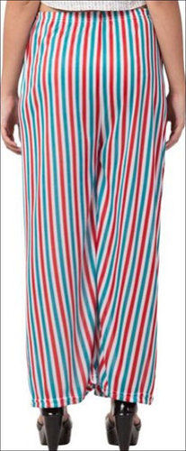 Women Poly Silk Striped Trouser