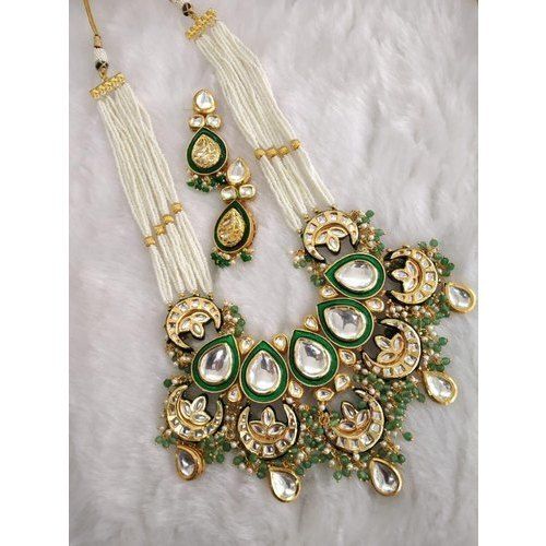 Designer Kundan Pearl Necklace Set Gender: Women