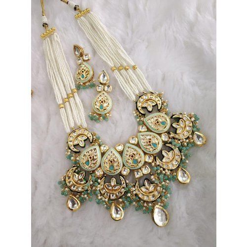 Kundan Pearl Pastel Necklace Set Gender: Women