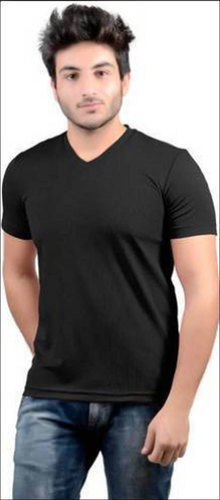 Mens Sports V-Neck Black T-Shirt
