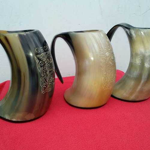 Natural Finish Printed Horn Mug