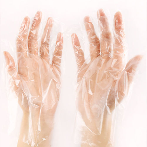 Full Finger Transparent Disposable Plain PE Hand Gloves for Salon, Spa, Catering, Factory