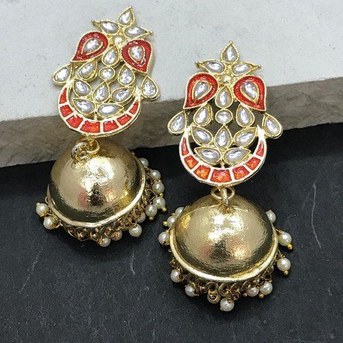 Gold Plated Artificial Jhumka Earrings Gender: Women