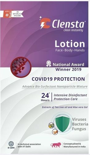 Clensta Covid 19 Protection Lotion Recommended For: All